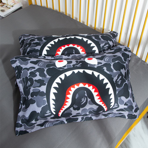 開學季潮牌鯊魚四件套個性網紅款1.5m學生男女宿捨床單被罩三件套