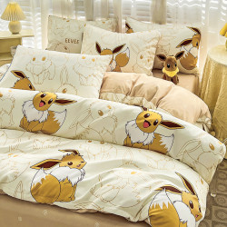 寶可夢正版伊布純棉四件套全棉100床上被套床單兒童三件套卡通ins