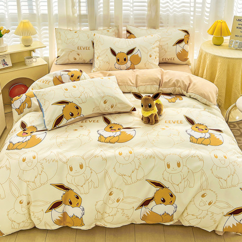 寶可夢正版伊布純棉四件套全棉100床上被套床單兒童三件套卡通ins