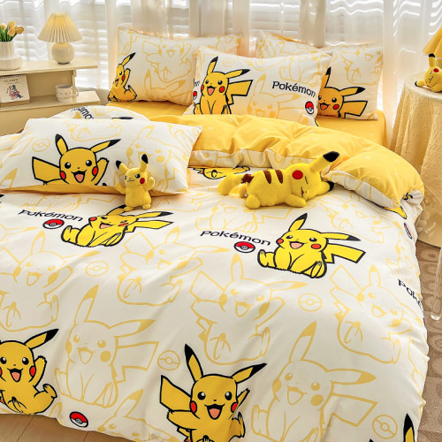 寶可夢正版伊布純棉四件套全棉100床上被套床單兒童三件套卡通ins