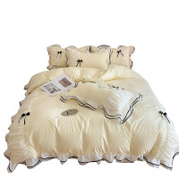 小紅書推薦裸睡公主風花邊純棉床上四件套全棉床單被套被罩少女心