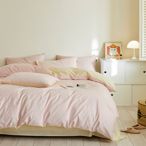 A類純棉60支長絨棉貢緞四件套新款全棉被套床單床包宿捨純色床品