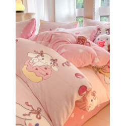HelloKitty牛奶絨被套單件凱蒂貓加厚珊瑚絨被罩美樂蒂加絨四件套