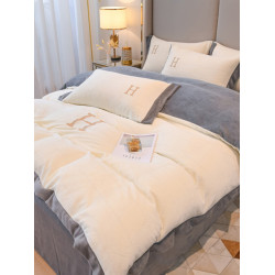 ins輕奢風加厚牛奶絨床上四件套冬季珊瑚絨床單被套保暖加絨床包4