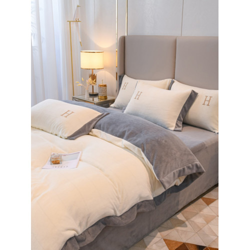 ins輕奢風加厚牛奶絨床上四件套冬季珊瑚絨床單被套保暖加絨床包4