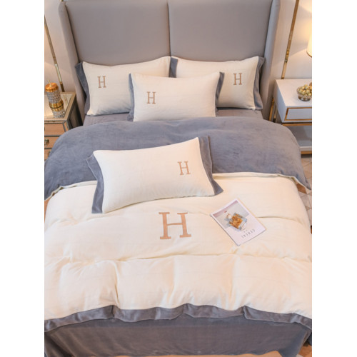 ins輕奢風加厚牛奶絨床上四件套冬季珊瑚絨床單被套保暖加絨床包4