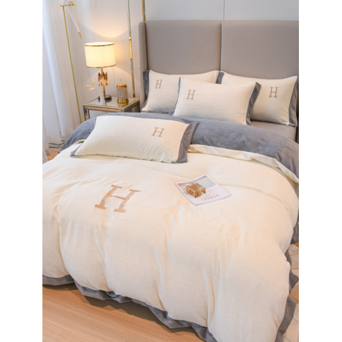 ins輕奢風加厚牛奶絨床上四件套冬季珊瑚絨床單被套保暖加絨床包4