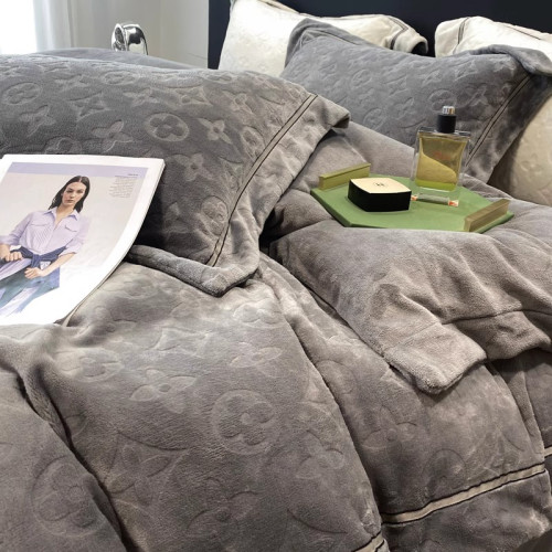 冬季輕奢高級感牛奶絨床上四件套雙面加絨被套加厚珊瑚法蘭絨床單