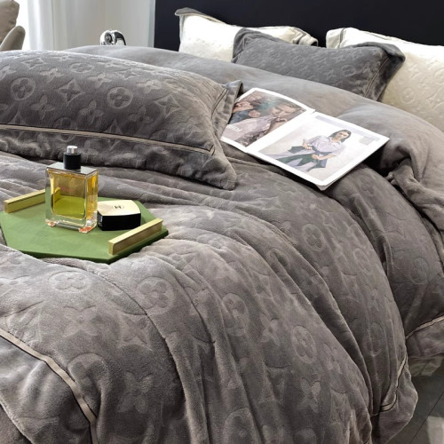 冬季輕奢高級感牛奶絨床上四件套雙面加絨被套加厚珊瑚法蘭絨床單