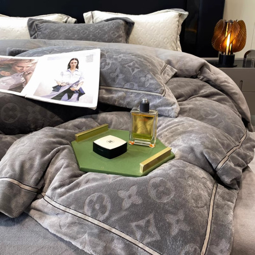 冬季輕奢高級感牛奶絨床上四件套雙面加絨被套加厚珊瑚法蘭絨床單