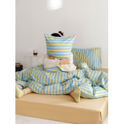 設計師全棉床上四件套純棉簡約風條紋宿捨床單三件套被套1.8m床包