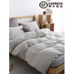裸睡神器 色織全棉天竺棉四件套 A類純棉針織棉北歐日系床上用品