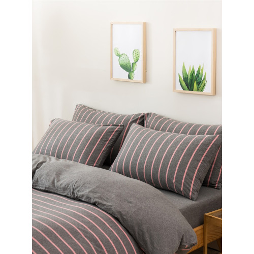 裸睡神器 色織全棉天竺棉四件套 A類純棉針織棉北歐日系床上用品