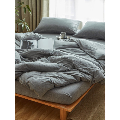 裸睡神器 色織全棉天竺棉四件套 A類純棉針織棉北歐日系床上用品