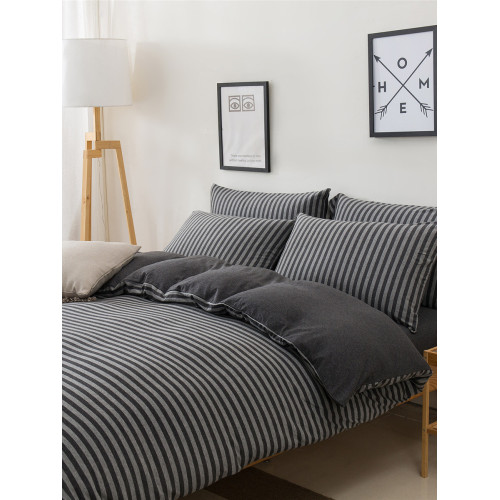 裸睡神器 色織全棉天竺棉四件套 A類純棉針織棉北歐日系床上用品