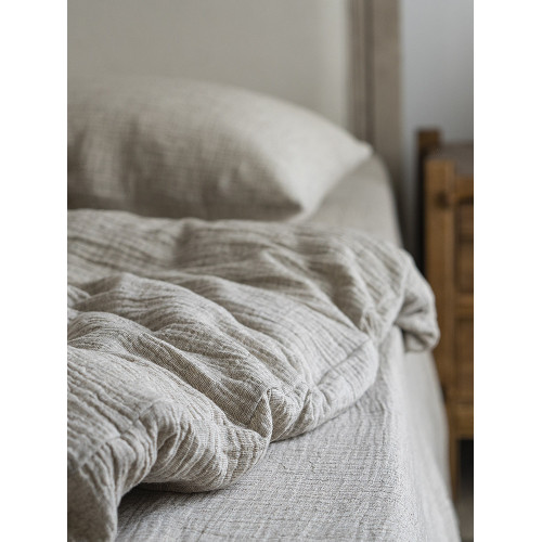 Zijpe~春秋復古素色棉麻雙層紗床單被套四件套床包式三件套床品