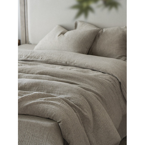 Zijpe~春秋復古素色棉麻雙層紗床單被套四件套床包式三件套床品