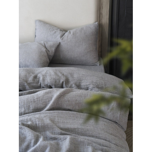 Zijpe~春秋復古素色棉麻雙層紗床單被套四件套床包式三件套床品