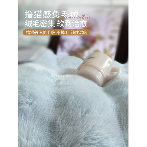 擼貓感兔毛絨床上四件套冬季加厚牛奶珊瑚絨床品法蘭絨面被套床單