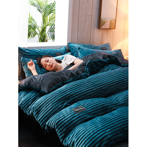 雙面魔法絨四件套珊瑚絨床上用品冬季法蘭絨被套水晶法萊短絨床單