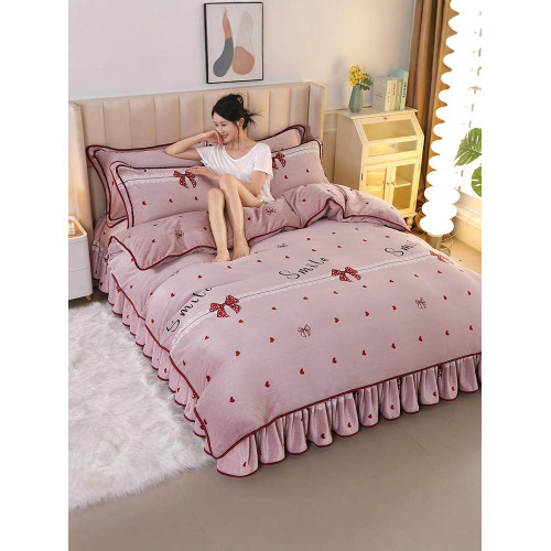 9斤加厚牛奶絨四件套冬季保暖雙面金貂絨被套田園簡約防靜電床單 9斤加厚牛奶絨四件套冬季保暖雙面金貂絨被套田園簡約防靜電床單