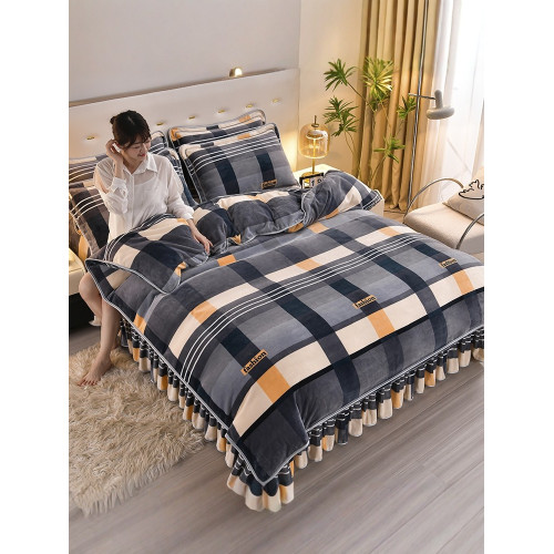 9斤加厚牛奶絨四件套冬季保暖雙面金貂絨被套田園簡約防靜電床單 9斤加厚牛奶絨四件套冬季保暖雙面金貂絨被套田園簡約防靜電床單