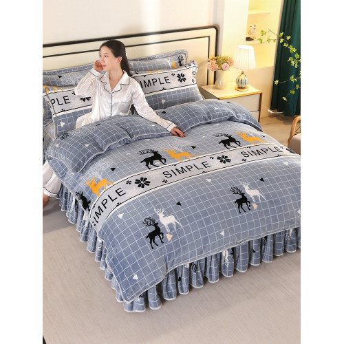 9斤加厚牛奶絨四件套冬季保暖雙面金貂絨被套田園簡約防靜電床單 9斤加厚牛奶絨四件套冬季保暖雙面金貂絨被套田園簡約防靜電床單