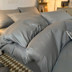 夏天雙面冰絲床單四件套夏季水洗真絲裸睡床上用品宿捨被套三件套