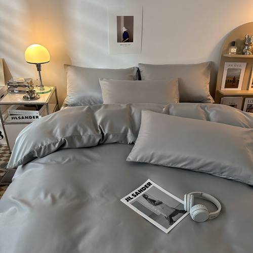 夏天雙面冰絲床單四件套夏季水洗真絲裸睡床上用品宿捨被套三件套