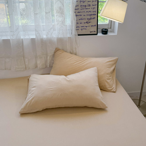 日式侘寂風純色水洗棉麻四件套床品被套床包款床單學生宿捨三件套