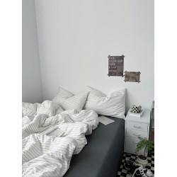 黑黑白條~四件套水洗棉1.8床上用品被罩床單人學生宿捨三件套床包