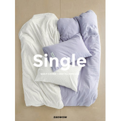 造臥zwow單人床夫妻情侶兒童單被枕套純色條紋150*200純全棉床品