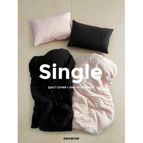 造臥zwow單人床夫妻情侶兒童單被枕套純色條紋150*200純全棉床品
