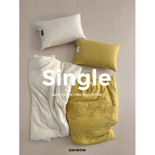 造臥zwow單人床夫妻情侶兒童單被枕套純色條紋150*200純全棉床品