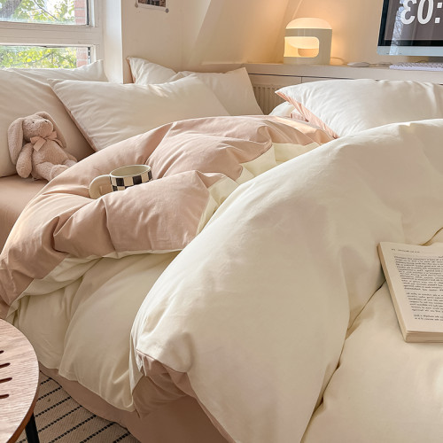 ins純色水洗棉床單四件套被套床包學生宿捨三件套非純棉磨毛春夏