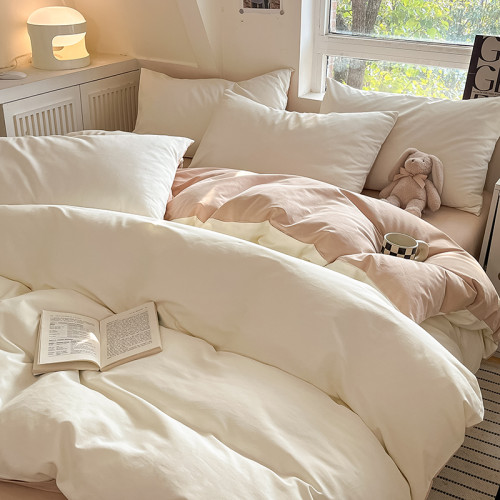 ins純色水洗棉床單四件套被套床包學生宿捨三件套非純棉磨毛春夏