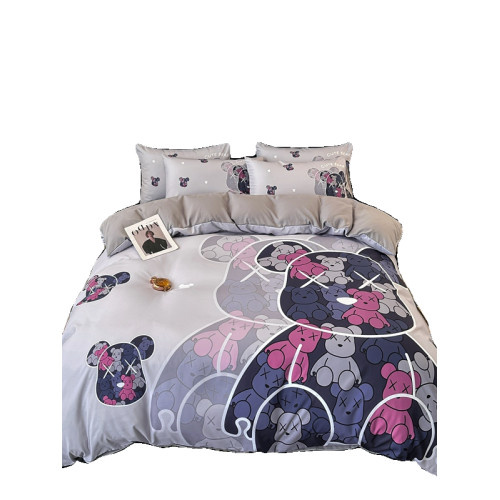 輕奢大牌雙面冰絲床單四件套涼感被套大版印花卡通床上床包三件套