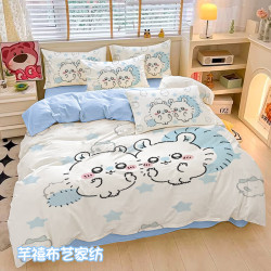吉伊卡哇可愛全棉床上四件套Chiikawa學生宿捨卡通全棉被套三件套