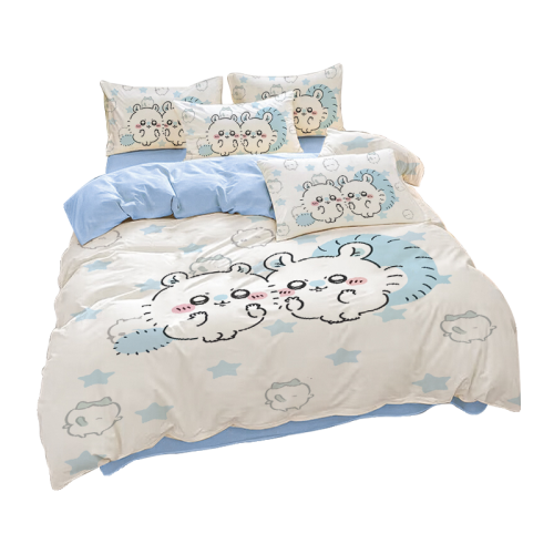 吉伊卡哇可愛全棉床上四件套Chiikawa學生宿捨卡通全棉被套三件套