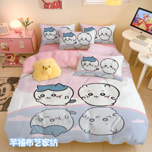 吉伊卡哇可愛全棉床上四件套Chiikawa學生宿捨卡通全棉被套三件套