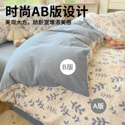 雅鹿磨毛床上四件套2026新款非純棉全棉被套罩床單宿捨三件套床包