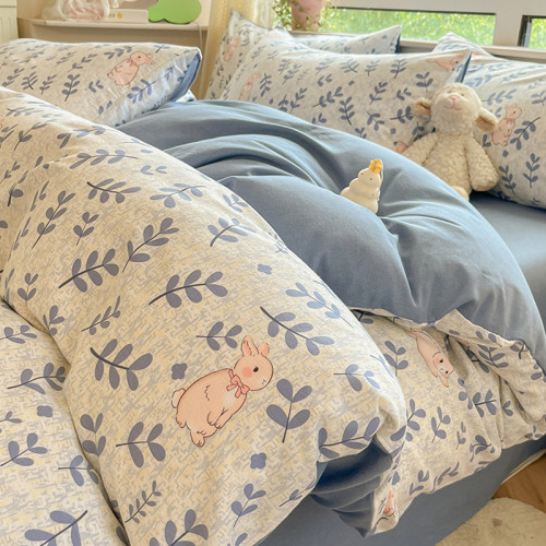 雅鹿磨毛床上四件套2026新款非純棉全棉被套罩床單宿捨三件套床包