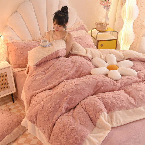 冬季公主風牛奶絨四件套加厚加絨少女床單式被套雙面絨珊瑚絨床包
