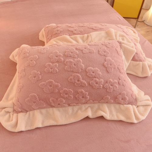 冬季公主風牛奶絨四件套加厚加絨少女床單式被套雙面絨珊瑚絨床包