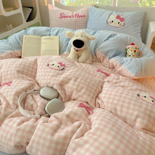 可愛Hello Kitty牛奶絨四件套卡通被套三件套床單宿捨珊瑚絨床品4 可愛Hello Kitty牛奶絨四件套卡通被套三件套床單宿捨珊瑚絨床品4