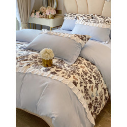 小紅書推薦法式公主風純棉全棉四件套裸睡少女被套床單床包小碎花