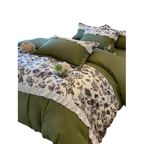 小紅書推薦法式公主風純棉全棉四件套裸睡少女被套床單床包小碎花