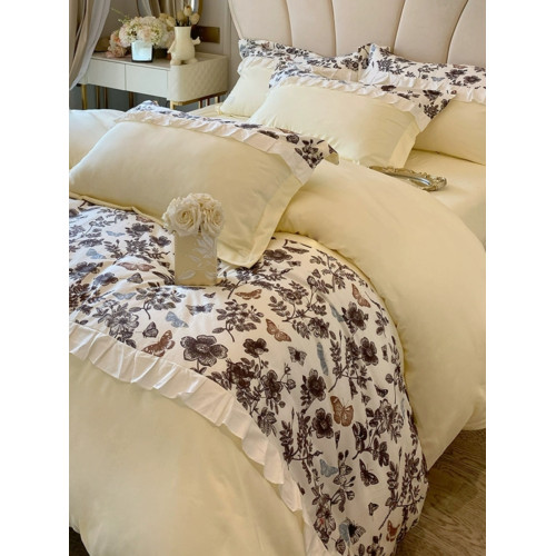 小紅書推薦法式公主風純棉全棉四件套裸睡少女被套床單床包小碎花