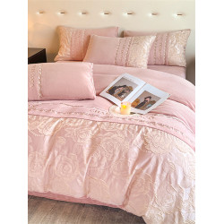 牛奶絨四件套2025新款冬季輕奢高級感加厚毛絨被套珊瑚法萊絨床單