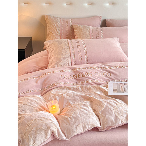 牛奶絨四件套2025新款冬季輕奢高級感加厚毛絨被套珊瑚法萊絨床單